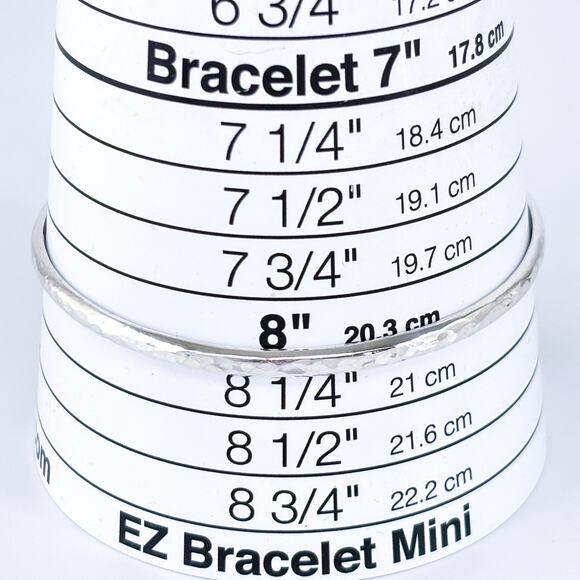 Vintage Sterling Silver 925 Hammered Bangle Bracelet 8” - Picture 5 of 7